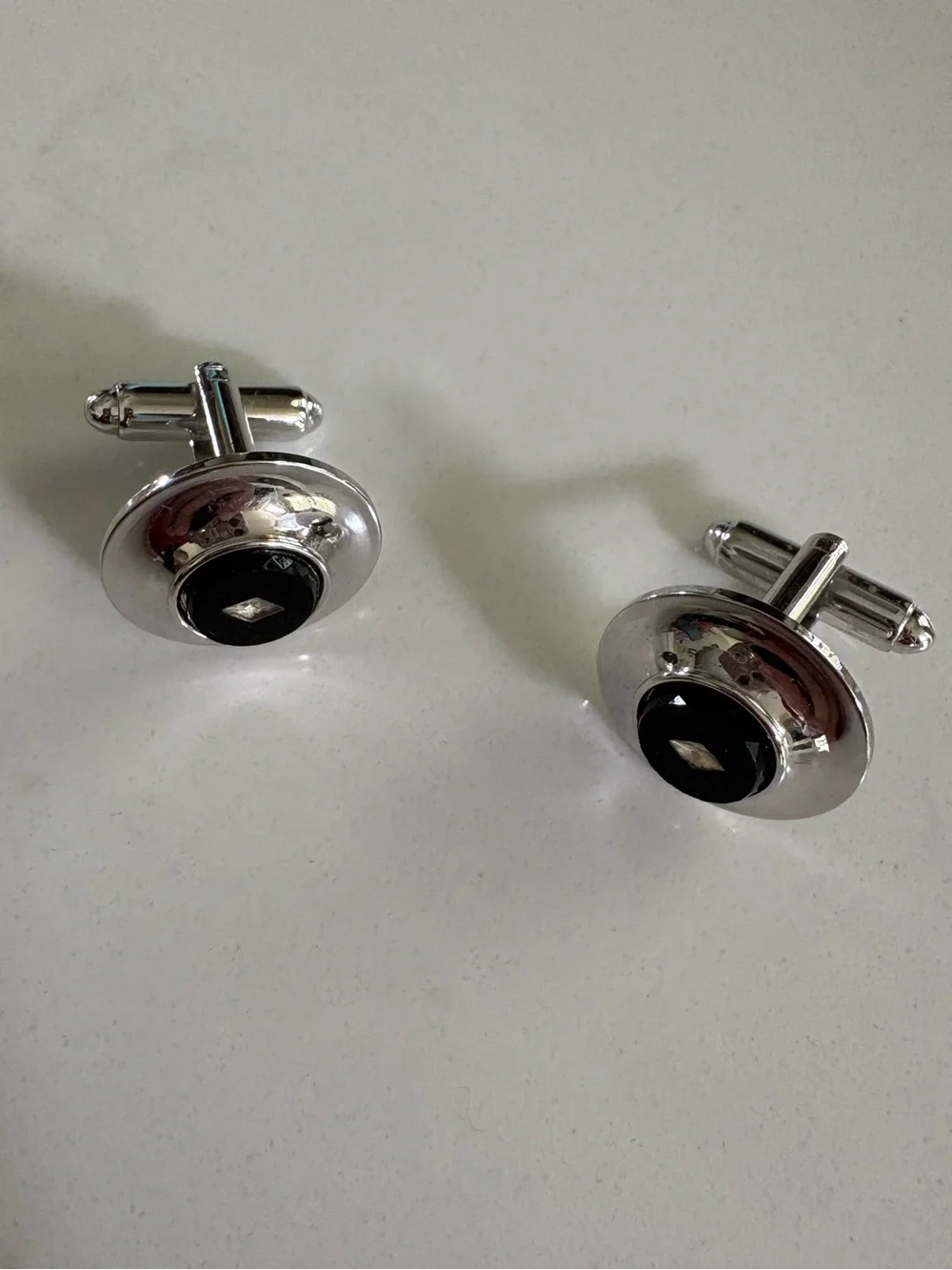 Silver Cufflinks with Black Stone